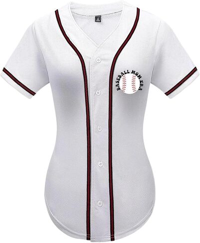 جيرسي للبيسبول النسائية في عصر أمي في لعبة البيسبول Tshirts Softball Sports Active Tee Game Day Armort Button Down Top in Kuwait