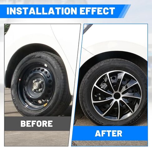 Hubcaps 17 '' ، Wheel Rim Cover Universal R17 Hub Caps ، Snap on Car Pickup Truck SUV ، أغطية العجلات ، مواد ABS ، مجموعة من 4 ، 17 بوصة ، سيلفر آند أسود ورنيش أسود in Kuwait