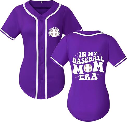 جيرسي للبيسبول النسائية في عصر أمي في لعبة البيسبول Tshirts Softball Sports Active Tee Game Day Armort Button Down Top in Kuwait