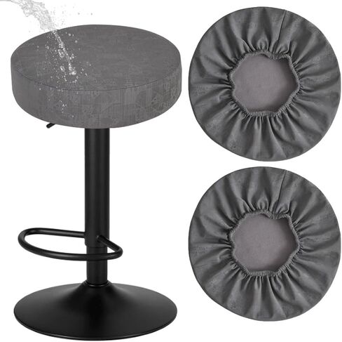 Stool Covers Round Waterproof PU Round Bar Stool Covers Stretch Barstool Seat Covers Round Bar Chair Covers with Elastic Bands Washable Stool Cushion Slipcovers Set of 2 Printed-Black in Kuwait