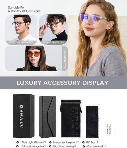ANYLUV Blue Light Glasses for Woman Men, Womens Blue Light Blocking Glasses Computer Glasses Anti Eyestrain & UV400 in Kuwait
