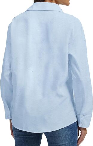 Womens Button Down Blouse Long Sleeve Tops for Women Ladies Collared Shirt Dressy Casual Work 2025 Trendy in Saudi Arabia