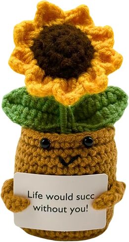 Mini Positive Crochet Bee with Uplifting Card- Cheerful Cute Desk Decor, Handmade Birthday Gifts for Women Men Teens Girls, Emotional Support for Families Friends Coworkers (BEE Happy) in Saudi Arabia