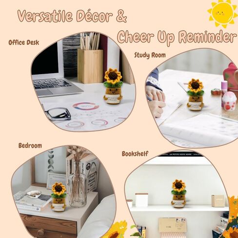 Mini Positive Crochet Bee with Uplifting Card- Cheerful Cute Desk Decor, Handmade Birthday Gifts for Women Men Teens Girls, Emotional Support for Families Friends Coworkers (BEE Happy) in Saudi Arabia