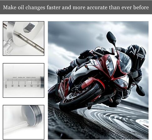 Motorcycle Fork Oil Level Tool, 60ml Fork Syringe Oil Tool Kit with Adjustable Ring, Accurate Fork Suspension Oil Level Adjuster, Fork Oil Level Measurement Gauge Tool in Saudi Arabia