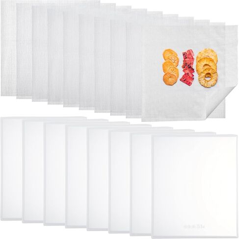 8 Pcs Silicone Dehydrator Sheets Fruit Trays with Edge and 10 Pcs Mesh Dehydrator Mats Non Stick Square Reusable Food Dehydrator Trays for Making Fruit Leather Dehydrated Eggs Vegetables in Saudi Arabia