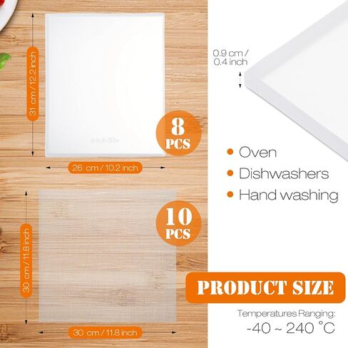 8 Pcs Silicone Dehydrator Sheets Fruit Trays with Edge and 10 Pcs Mesh Dehydrator Mats Non Stick Square Reusable Food Dehydrator Trays for Making Fruit Leather Dehydrated Eggs Vegetables in Saudi Arabia