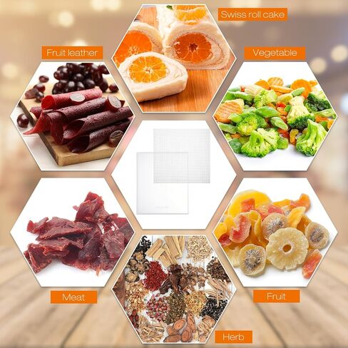 8 Pcs Silicone Dehydrator Sheets Fruit Trays with Edge and 10 Pcs Mesh Dehydrator Mats Non Stick Square Reusable Food Dehydrator Trays for Making Fruit Leather Dehydrated Eggs Vegetables in Saudi Arabia
