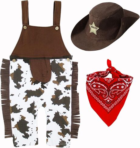 COSLAND 3PC Baby and Toddler Boys 'Cowboy Outfit ، زي هالوين للأطفال ، 3 أشهر-3T in Saudi Arabia