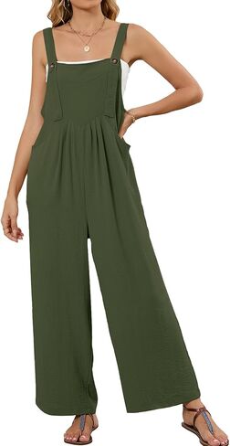Flygo Womens Overalls Loose Fit Wide Leg Jumpsuits 2025 Summer Casual Rompers Jumper with Pockets in Saudi Arabia