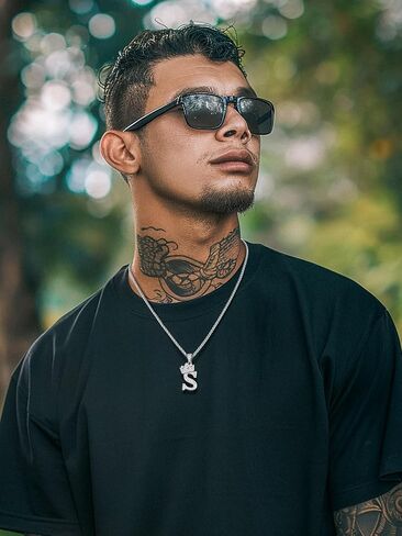 Richsteel Silver Crown Initial A-Z Necklace, Cubic Zirconia Letter Pendant with 22"+2'' Adjustable Chain, Men Women Bling Hip Hop Jewelry for Father's Day/Anniversaries/Birthdays in Saudi Arabia