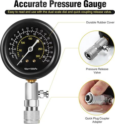 9 Pieces Automotive Compression Tester Kit and Spark Plug Tester, Universal Car and Motorcycle Engine Testing Tools for Cylinder Pressure Gauge (Blue) in Saudi Arabia