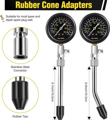 9 Pieces Automotive Compression Tester Kit and Spark Plug Tester, Universal Car and Motorcycle Engine Testing Tools for Cylinder Pressure Gauge (Blue) in Saudi Arabia