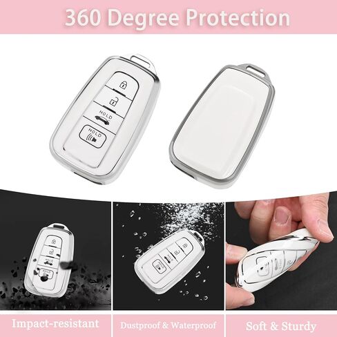 لغطاء Toyota Key Fob-حالة TPU الناعمة متوافقة مع 2018-2024 RAV4 Camry Avalon Corolla Highlander C-HR Prius Corolla GT86 مع Bling Keychain (Pink) in Kuwait