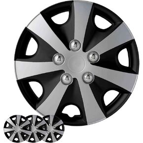 مجموعة أدوات Hubcaps 4 عبوات ، مجموعة من أغطية 4 بوصة من 4 عجلات مع حلقات الاحتفاظ الشاملة ، وحافات سيارة بلاستيكية وفضية من البلاستيك لجميع الطرز (SG-5051-DP-16)
