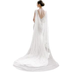 Pearl Wedding Capes Womens Soft Tulle Bridal Scarf Evening Shawl Wedding Wraps