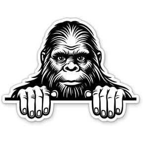 Bigfoot Peekking Sticker - للحصول على جهاز كمبيوتر محمول للهاتف بالزجاجة الماء - Sasquatch - فينيل مقاوم للماء - 3 "