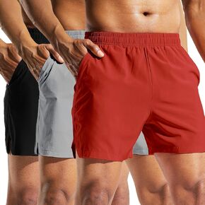MIER Mens 3 Pack Running Athletic Shorts 5 Inch Quick Dry Lightweight Gym Workout Training Sports Shorts with Pockets