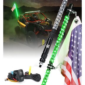 Xprite 5ft lights spiral lights 2pcs اللون الأحمر الأزرق الأزرق الأزرق الضوئي مع مفتاح التبديل مع الروك ، هوائي سلامة العلم مرنة لخطو طر