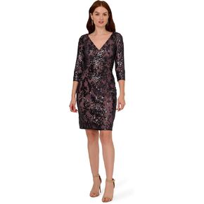 Adrianna Papell Women's Beaded V-Neck Short Dress