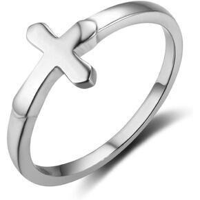 Furious Jewelry 925 Sterling Silver Simple Cross Ring, Size 6 7 8