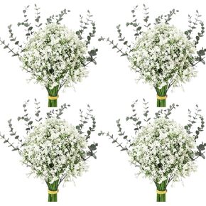 120 PCS Babys Breath Artificial Flowers,Artificial Baby Breath Gypsophila Flowers Bulk,White Flowers Real Touch Gypsophila Floral in Bulk,Home Wedding Garden Decor (120-Pcs)