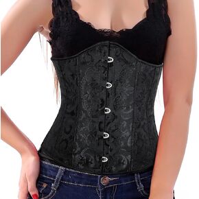 Black Underbust Corset for Women - Lace Up Waist Corset Waist Trainer for Cross Dresser
