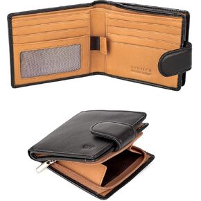 Soft Leather Wallet for Men - Bifold Mens Wallet with Zipper Coin Pocket - Holds Bills, Credit Cards, Coins - Carteras para Hombres Piel - Billeteras de Hombres Cuero Original - RFID Blocking.