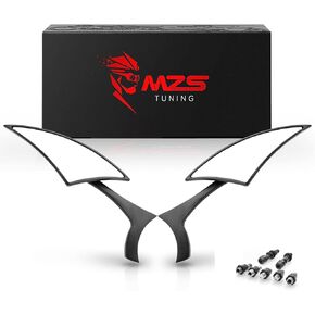 MZS Motorcycle Mirrors 10MM 8MM, Universal Handlebar Rear View Side Mirror Blade 8MM Compatible with Cruiser Chopper Touring Bobber Dyna Softail Sportster Road King Street Glide Shadow Vulcan Scout