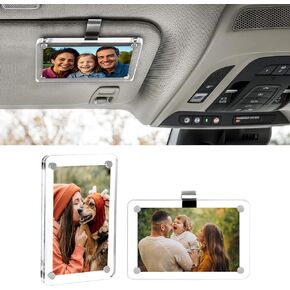 CARFIB 2pcs Car Picture Frame Visor Clip Magnetic Photo Holder Personalized Sun Visor Clips Hanging for Polaroid Pictures Display Universal Acrylic