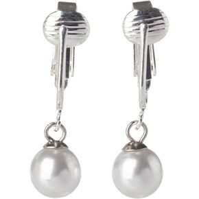 Aloha Earrings Non Pierced Clip On Round Simulated Freshwater Pearl Dangling Earrings