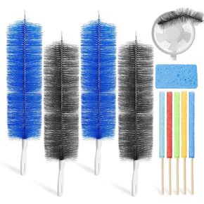 10Pcs Floor Fan Cleaning Brush Set, Bendable Fan Duster, Microfiber Detail Duster Sticks, Cleaning Sponges,Pedestal Fans Tools for Air Conditioning Home Car Vents Curtain Box