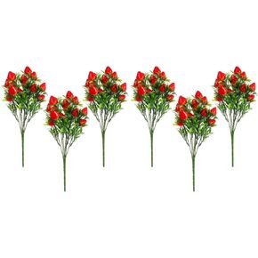 Doitool 6pcs محاكاة فروع الفراولة الفراولة