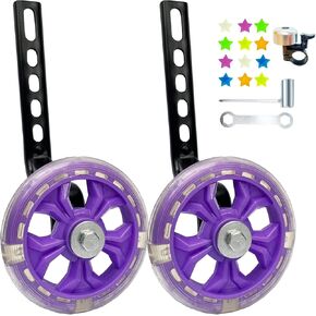 DDJKCZ Bike Training Wheels Flash Mute Big Wheel Compatible for 12 14 16 18 20 inch Single Speed Bicycle (green)