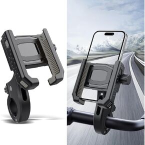 1 PC Motorcycle Mobile Phone Holder, Anti-shock and Anti-shake Riding Navigation Bracket, Adjustable Stand for 0.66"-1.18" Diameter Handlebar, Universal for Motorcycles Bicycles (Black)