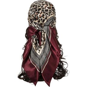 Women's Leopard Print Silk Scarf Satin Square Scarves Cheetah Headband Sleeping Hair Wraps in Saudi Arabia