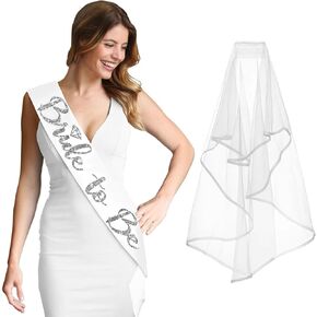 مجموعة العروس و SASH ، مجموعة البكالوريوس حفلات الزفاف دش الزفاف لتكون وشاح حجاب