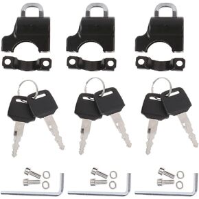 3 pcs Universal Motorcycle Helmet Locks, BOSOIRSOU 0.9in-1.1in Anti-Theft Helmet Safety Lock Aluminum Alloy Handlebar Padlock Mount for Motorbike Scooter Street Bike