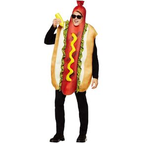 Spirit Halloween Adult Hotdog Costume | 3-D Outfit | Features an Attached Hood