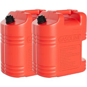 Heavy Duty 5 Gallon Multi-Purpose Liquid Container with View Stripe, Secure-Seal Design & Ergonomic Handle – Red, 2-Pack Set