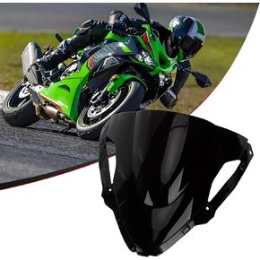 PSLER ZX6R Windshield for ZX6R 2024,Double Bubble Windshield ZX-6R Accessories Motorcycle Windscreen ZX 6R(Black)