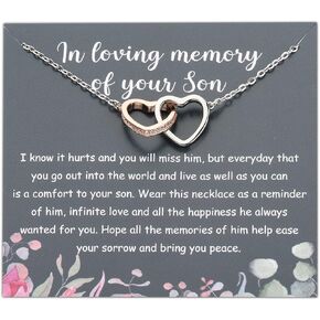 Pliti Son Memorial Gift Loss of Son Beavement Gift in Loving Memory لابنك قلادة القلب المتشابكة