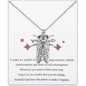 WSNANG Cicada Necklace - Cicada Pendant Jewelry - Insect Charm Gift