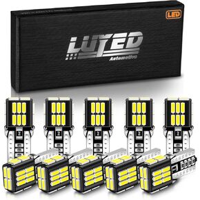 LUYED 194 168 LED Bulbs T10 W5W 2825 LED Interior Car Light Bulbs,Used for Dome Map Door Courtesy Trunk Parking License Plate Lights,Xenon White,Pack of 10