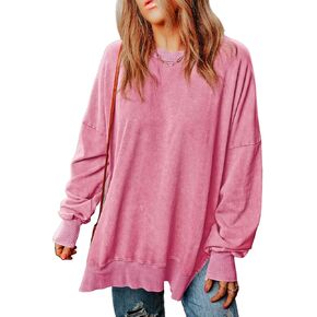 SHEWIN Womens Sweatshirt Casual Long Sleeve Crewneck Lightweight Pullover Tops Loose Sweatshirts