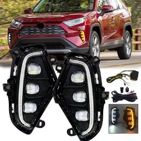 Daytime Running Light For Toyota RAV4 2019 2020 2021 2022 Fog Lights Kit Replacement 3 Eyes DRL LED Lamps with Wire Harness