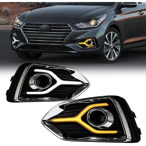 أضواء التشغيل النهارية لـ Hyundai Accent 2018 2019 2020 2021 2022 FOG LAMPS استبدال DRL AMBER TURN LED ضوء لللكنة