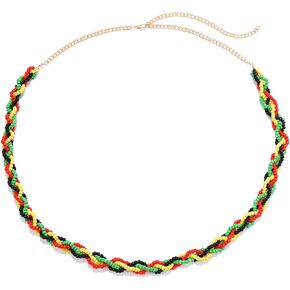 Beads Waist Chain Colorful Body Chain African Beaded Belly Chains Beach Waist Jewelry Body Accessories for Women and Girls (A)