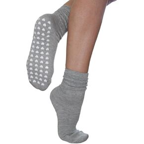 Pilates Scrunch Crew Socks w/Heart Grips for Women | Non-Slip Athletic Socks for Yoga, Barre, Pilates | Grippy Pilates Socks