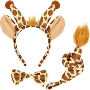 Norme Giraffe Costume Set with Ears, Nose, Tail, and Bow Tie - Dress Up Kit for Kids' Parties and Celebrations